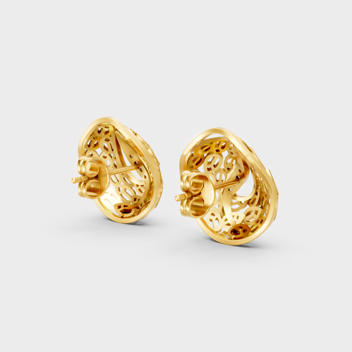 Yellow gold 0.06 ct lab-grown diamond stud earrings on model, classic minimal luxury accessory.