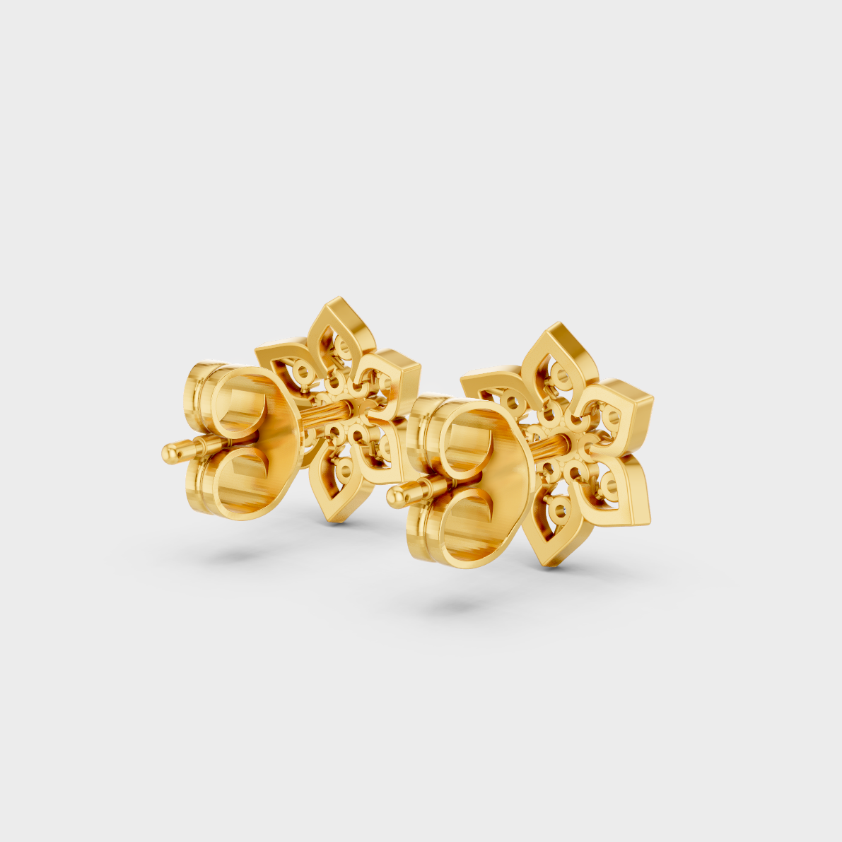 Hallmarked 18K Yellow Gold Stud Earrings With Brilliant Round Lab Diamonds
