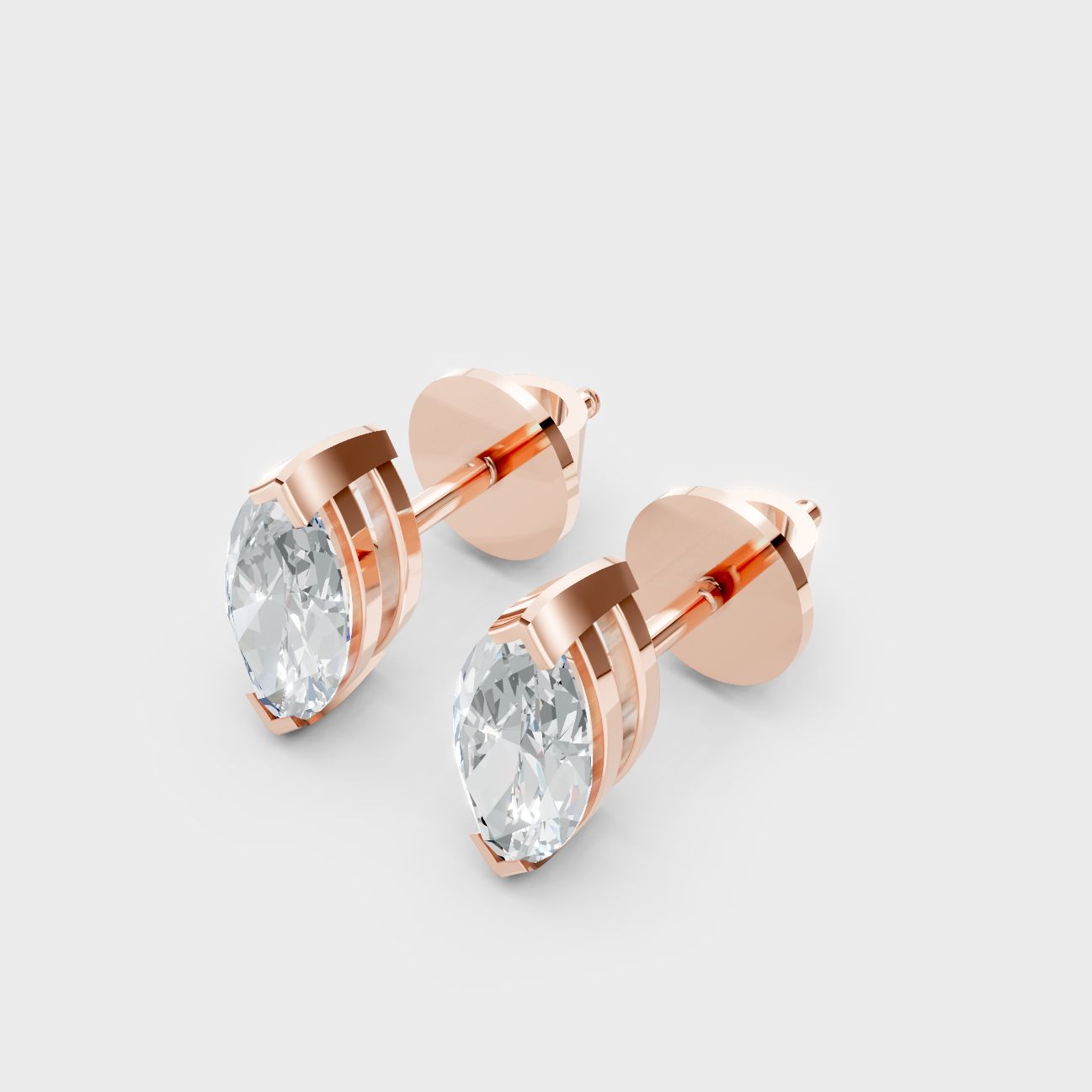 Certified Marquise Cut Lab Grown Diamond Earrings Rose Gold Elegant Design