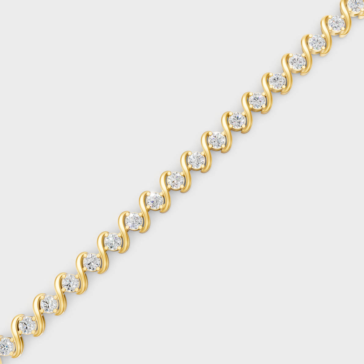Luxury Round Diamond Tennis Bracelet Yellow Gold Jewelry