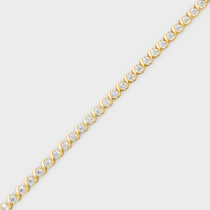 Luxury Round Diamond Tennis Bracelet Yellow Gold Jewelry