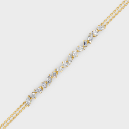 Emerald Marquise Pear Oval Diamond Bracelet Yellow Gold