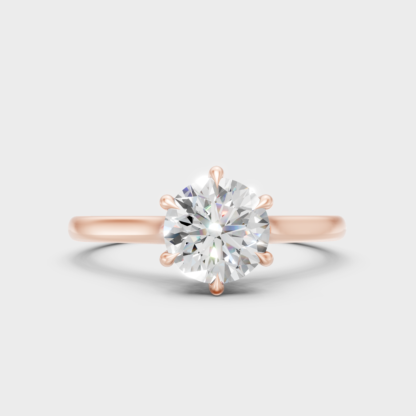 Romantic 18K Rose Gold Engagement Ring With A Round-Cut Lab Diamond