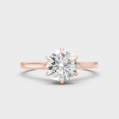 Romantic 18K Rose Gold Engagement Ring With A Round-Cut Lab Diamond