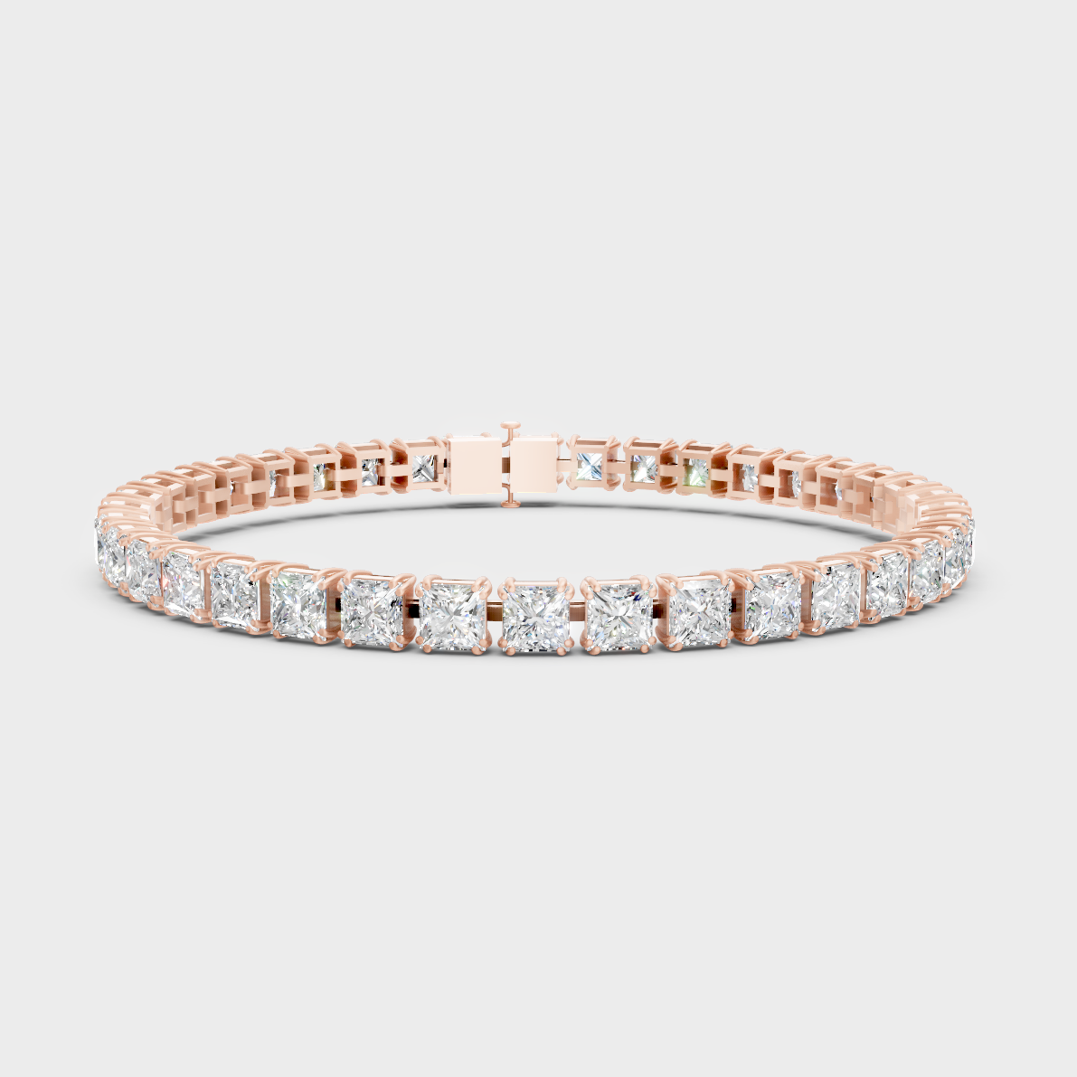 15.22 Ct Princess Cut Lab-Grown Diamond Tennis Bracelet Rose Gold