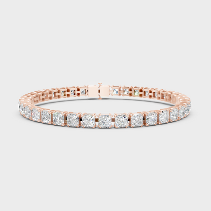 15.22 Ct Princess Cut Lab-Grown Diamond Tennis Bracelet Rose Gold