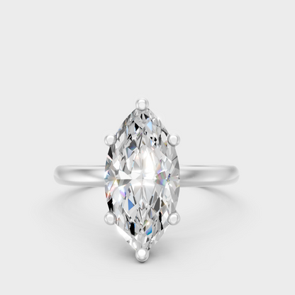 Certified  Marquise-Cut Lab-Grown Diamond Solitaire Ring In 14K White Gold