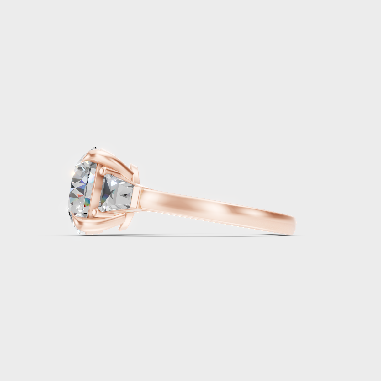 Blush Rose Gold Ring With Hallmarked Round And Baguette Lab Diamond Detail