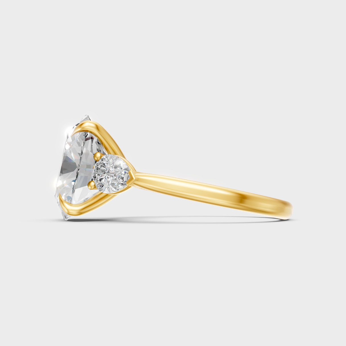 Yellow Gold Three-Stone Oval Diamond Ring For Timeless And Ethical Everyday Luxury
