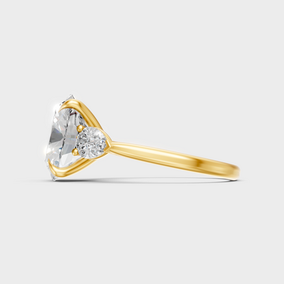 Yellow Gold Three-Stone Oval Diamond Ring For Timeless And Ethical Everyday Luxury