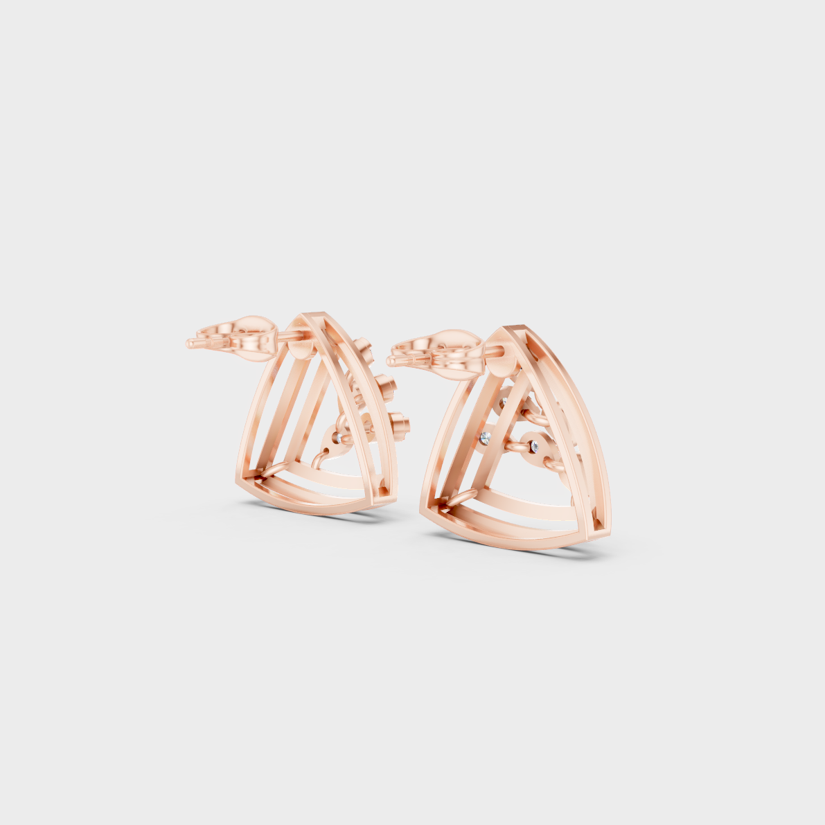 Hallmarked 18K Yellow Gold Stud Earrings With Brilliant Round Lab Diamonds