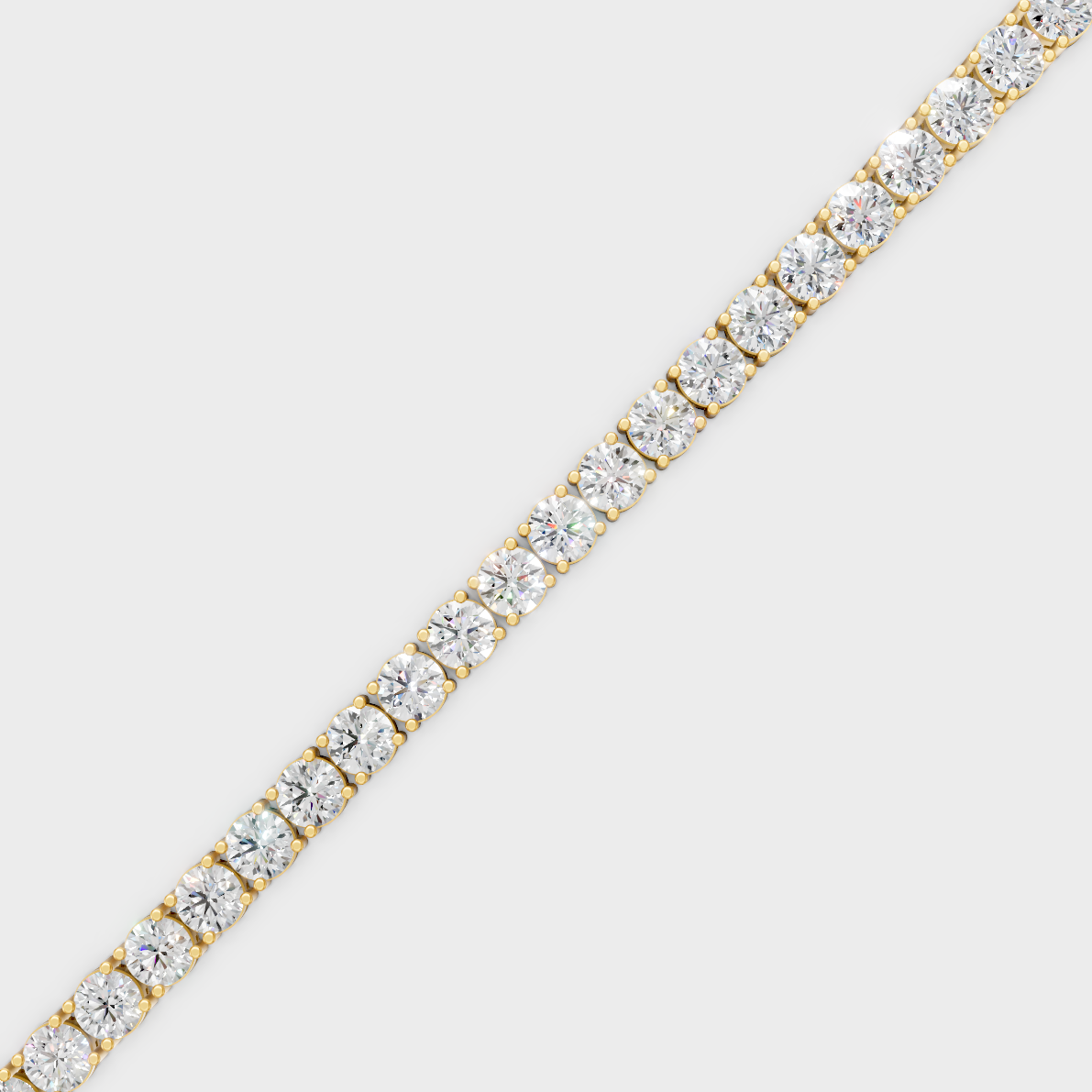 Luxury Round Diamond Tennis Bracelet Yellow Gold Jewelry