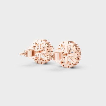 Blush Rose Gold Round Halo Lab Diamond Studs For Sophisticated Sustainable Luxury