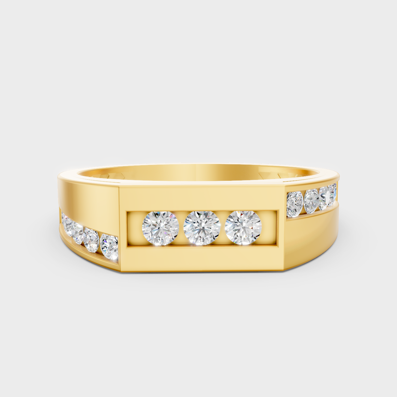 Certified 0.55 Carat Round-Cut Lab-Grown Diamond Men’s Ring In 18K Yellow Gold