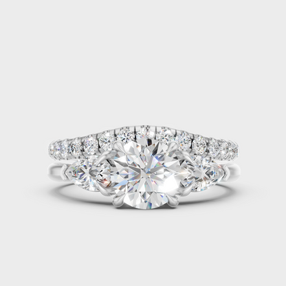 Premium 950 Platinum Round And Pear Lab-Grown Diamond Bridal Set