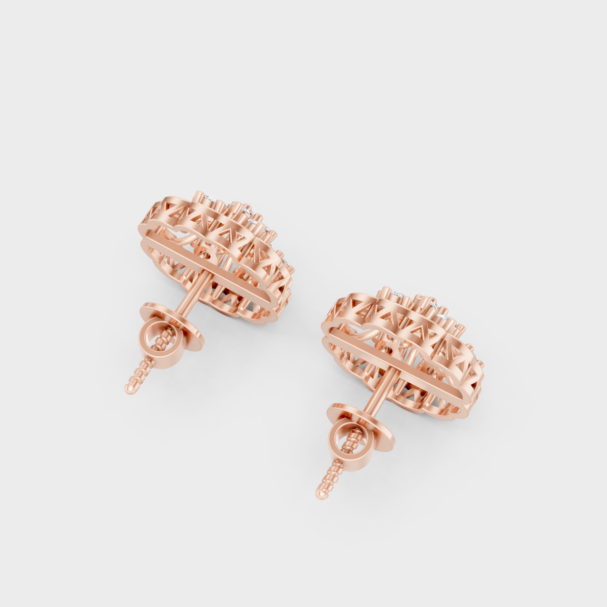 9K Rose Gold Round-Cut Lab-Grown Diamond Earrings With Hallmark Quality