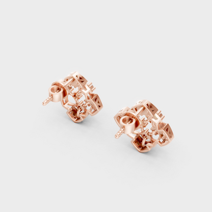  9K Rose Gold Round-Cut Lab-Grown Diamond Earrings With Hallmark Quality