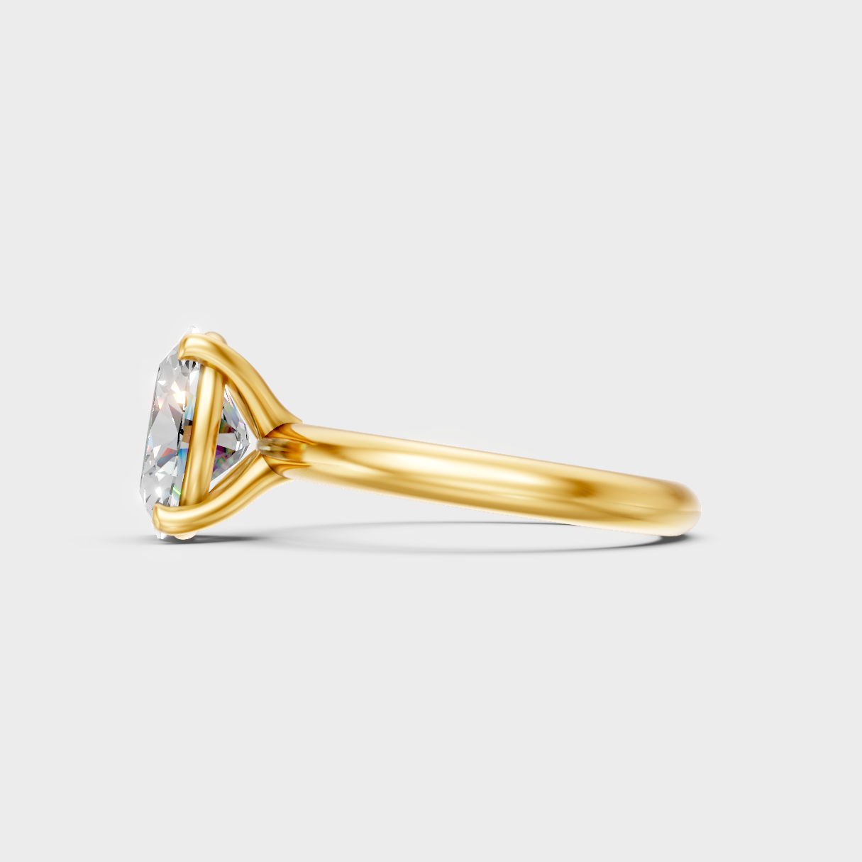 Classic 18K Yellow Gold Engagement Ring With Oval Lab Diamond