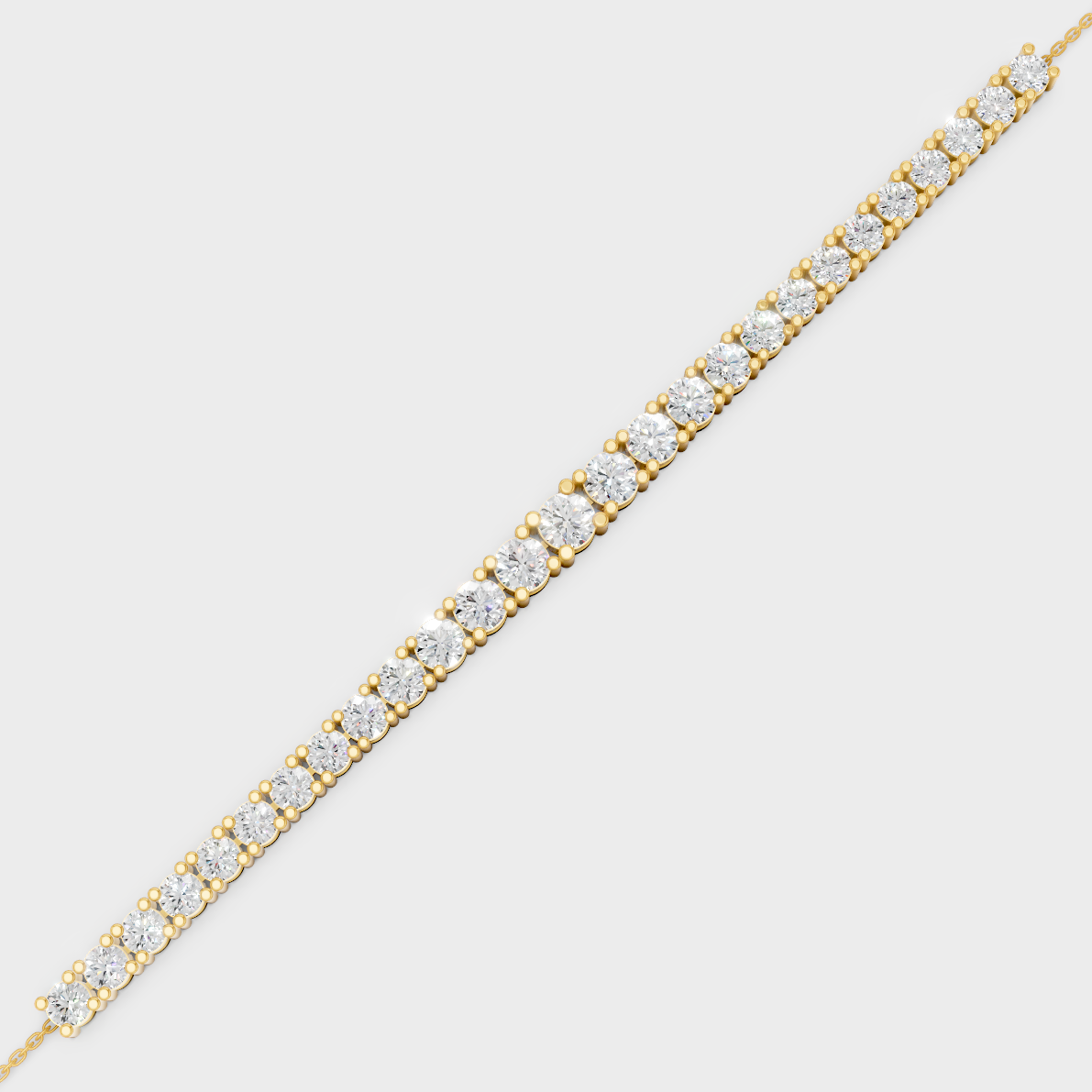 Luxury Round Diamond Chain Bracelet Yellow Gold