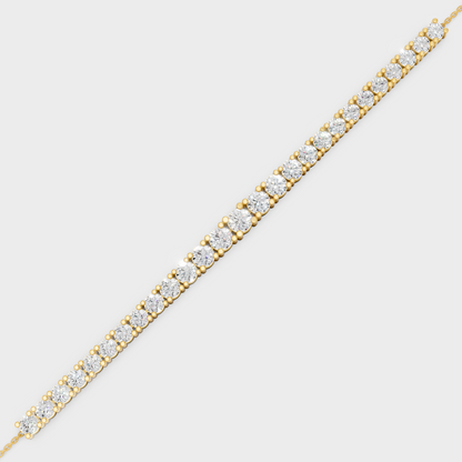 Luxury Round Diamond Chain Bracelet Yellow Gold
