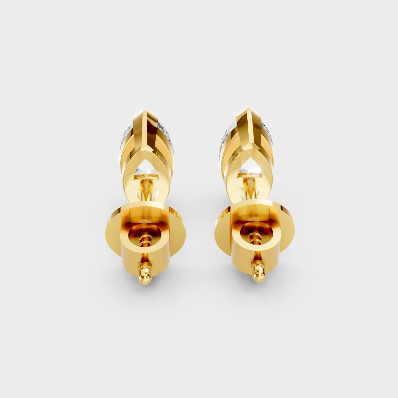 Sustainable Marquise Cut Lab Grown Diamond Earrings Yellow Gold