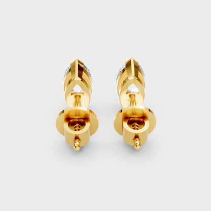 Sustainable Marquise Cut Lab Grown Diamond Earrings Yellow Gold