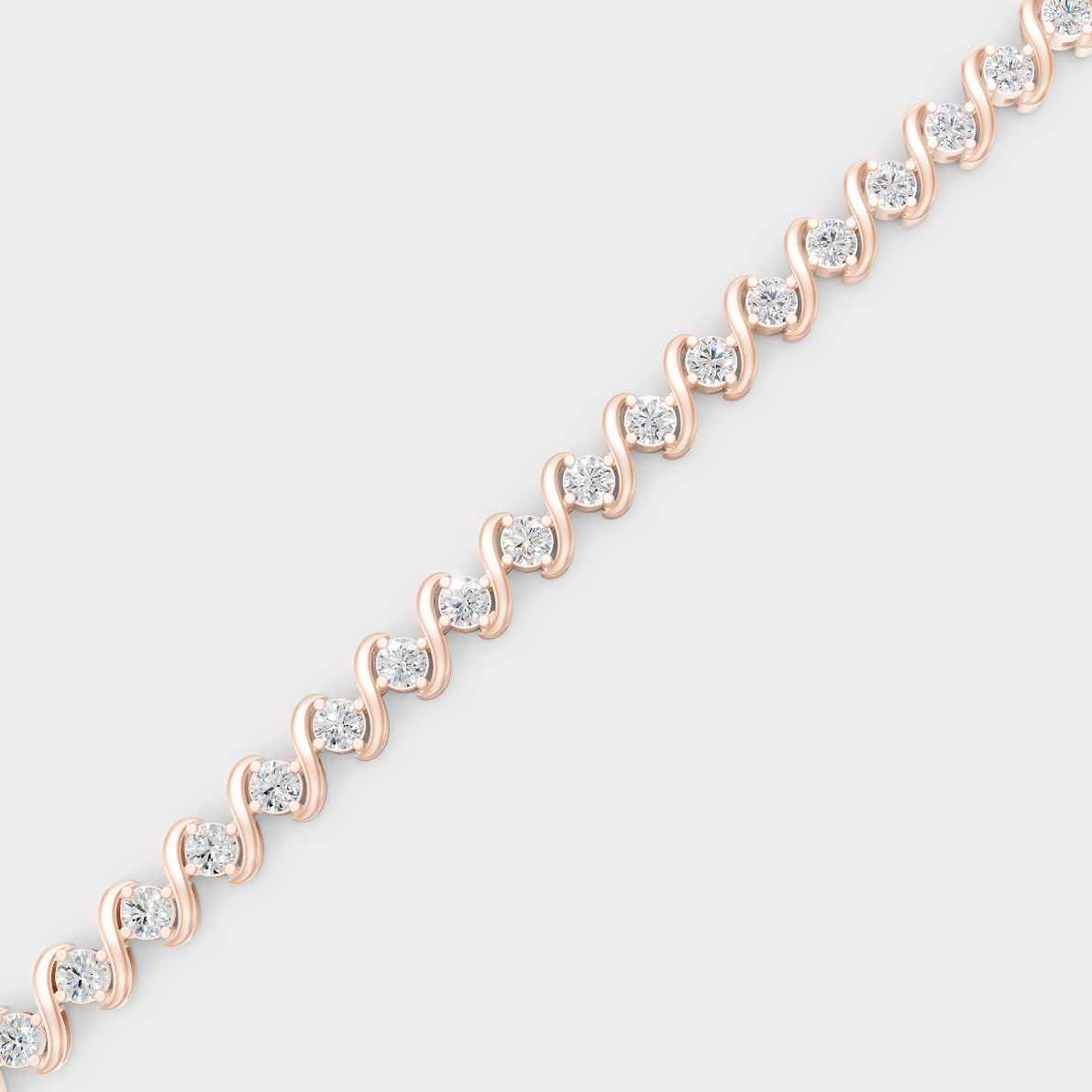 Luxury Round Diamond Tennis Bracelet Rose Gold Jewelry