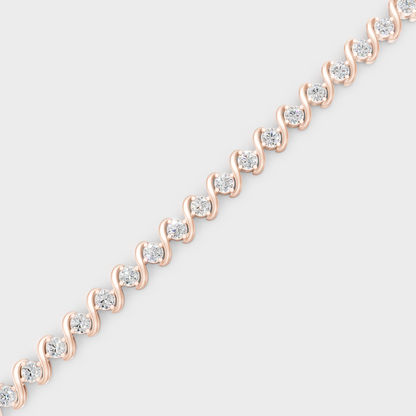 Luxury Round Diamond Tennis Bracelet Rose Gold Jewelry