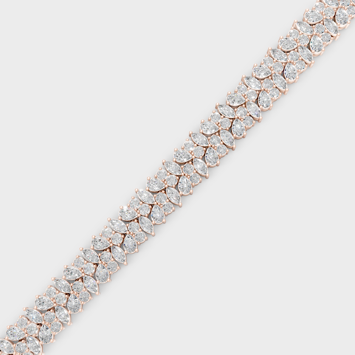 Luxury Multi Shape Diamond Tennis Bracelet Rose Gold Jewelry