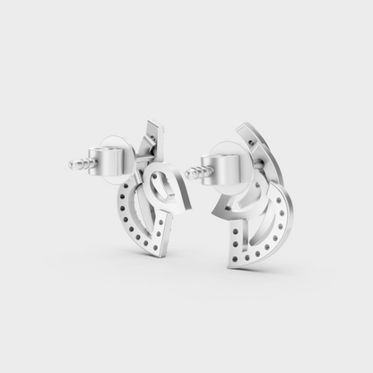 Hallmarked 14K White Gold Stud Earrings With 0.12 Carat Total Weight Lab Diamonds