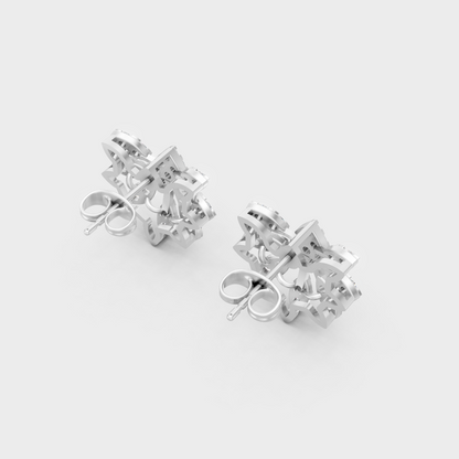 Hallmarked 14K White Gold Stud Earrings With 1.28 Carat Total Weight Lab Diamonds