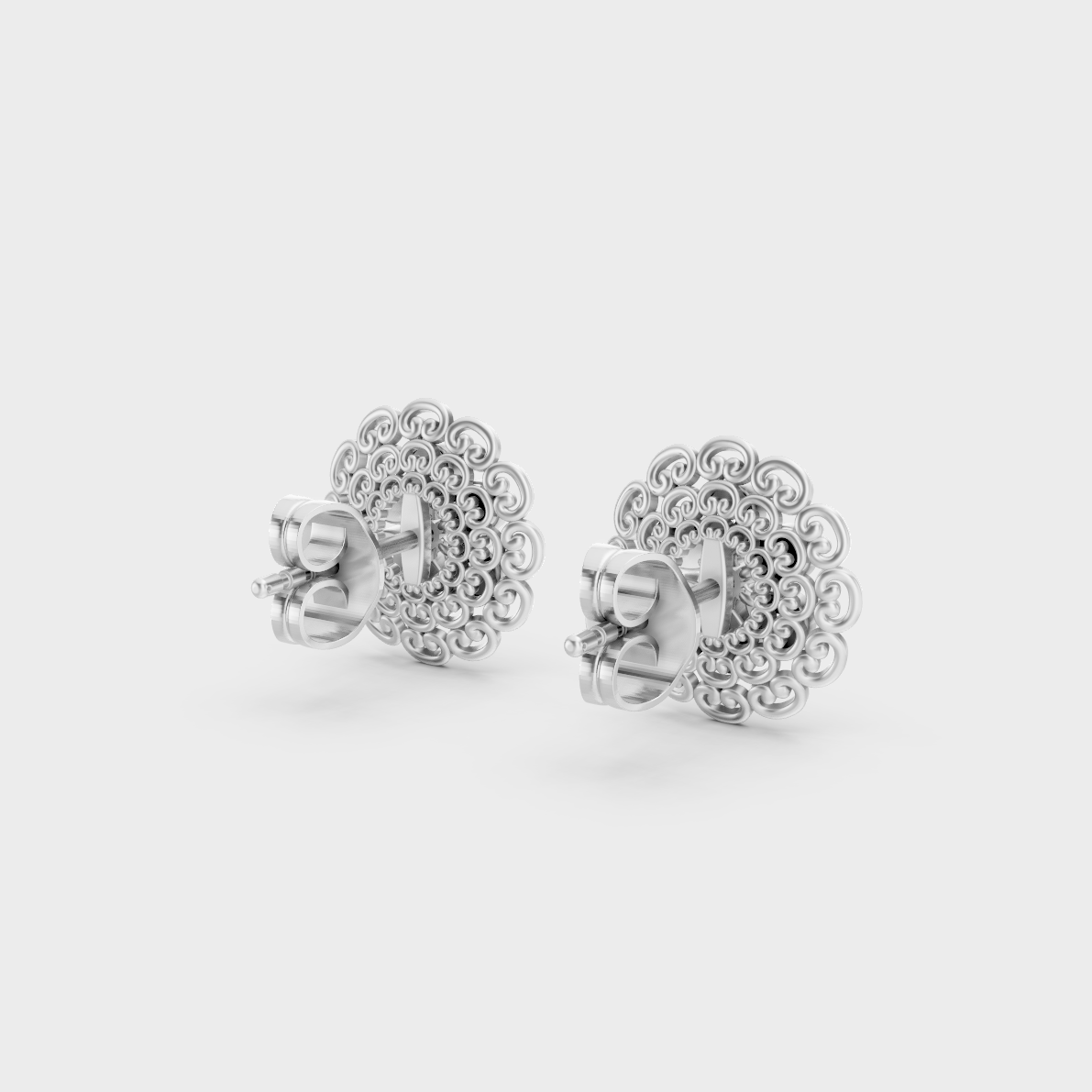 Hallmarked 14K White Gold Stud Earrings With 0.12 Carat Total Weight Lab Diamonds