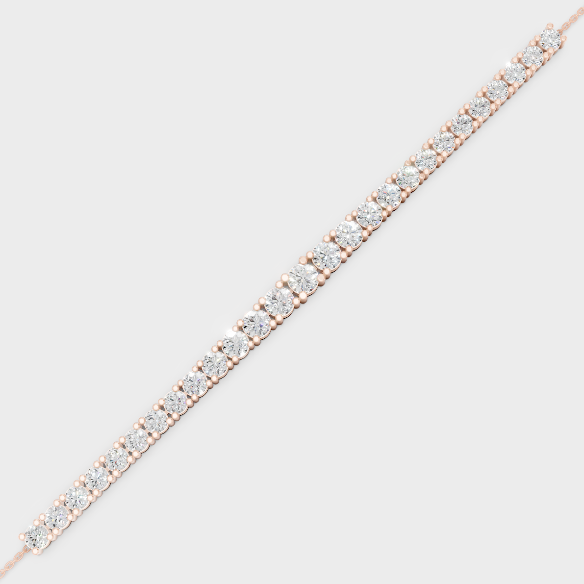 Luxury Round Diamond Chain Bracelet Rose Gold