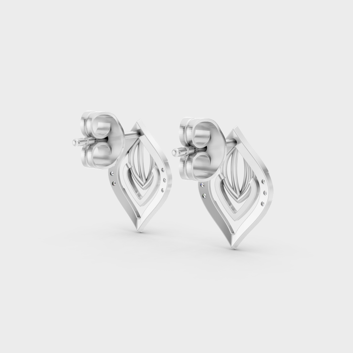 Hallmarked 14K White Gold Stud Earrings With 0.06 Carat Total Weight Lab Diamonds