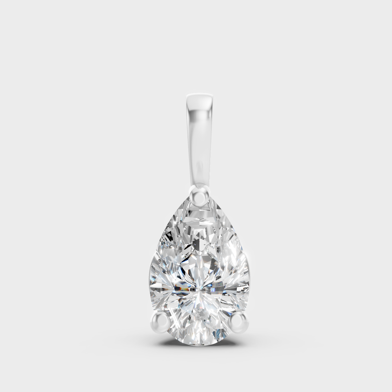Sleek 18K White Gold Pear-Cut Pendant Featuring Lab-Grown Diamond