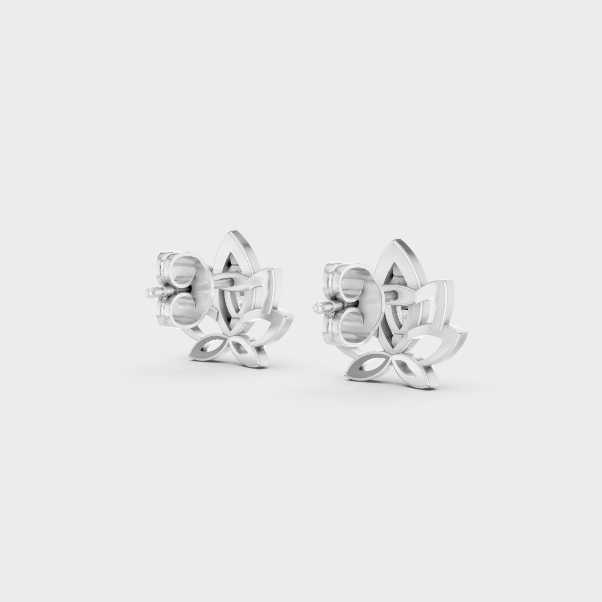 Hallmarked 14K White Gold Stud Earrings With 0.30 Carat Total Weight Lab Diamonds