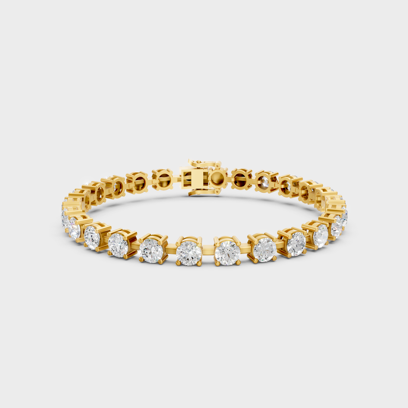 10.5 Ct Round Cut Lab-Grown Diamond Tennis Bracelet Yellow Gold