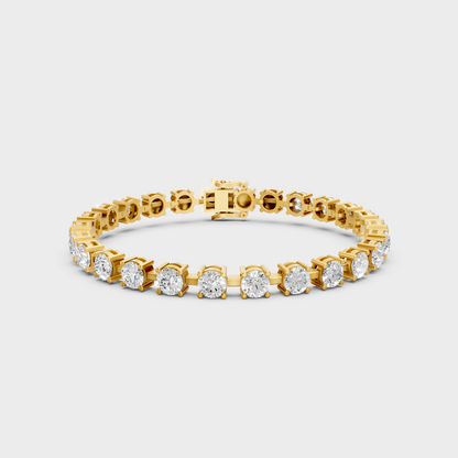 10.5 Ct Round Cut Lab-Grown Diamond Tennis Bracelet Yellow Gold