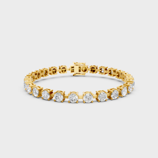 10.5 Ct Round Cut Lab-Grown Diamond Tennis Bracelet Yellow Gold