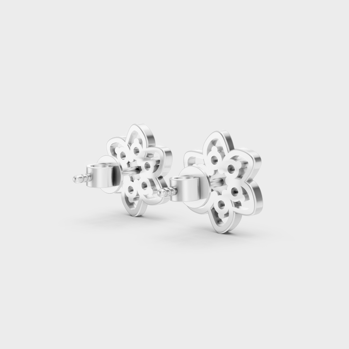 Hallmarked 14K White Gold Stud Earrings With 0.18 Carat Total Weight Lab Diamonds