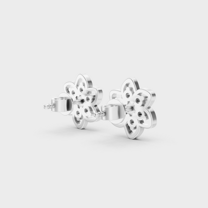 Hallmarked 14K White Gold Stud Earrings With 0.18 Carat Total Weight Lab Diamonds
