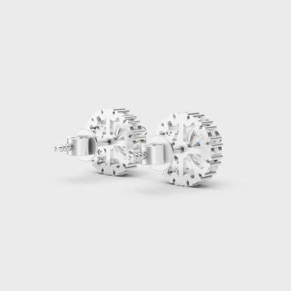 Hallmarked 14K White Gold Halo Stud Earrings With 2.54 Carat Total Weight Lab Diamonds