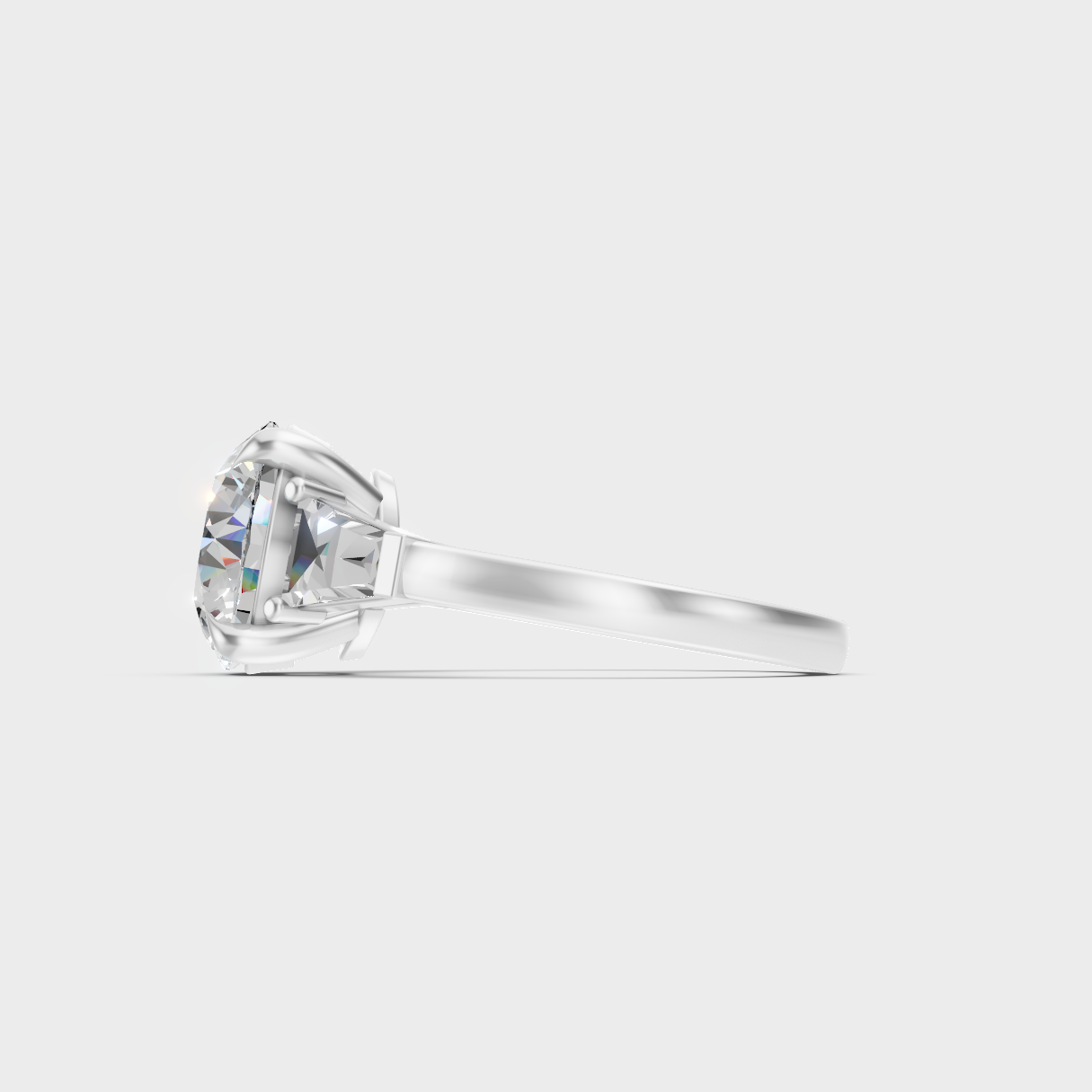  White Gold Round And Baguette Lab-Grown Diamond Ring With Hallmark Quality