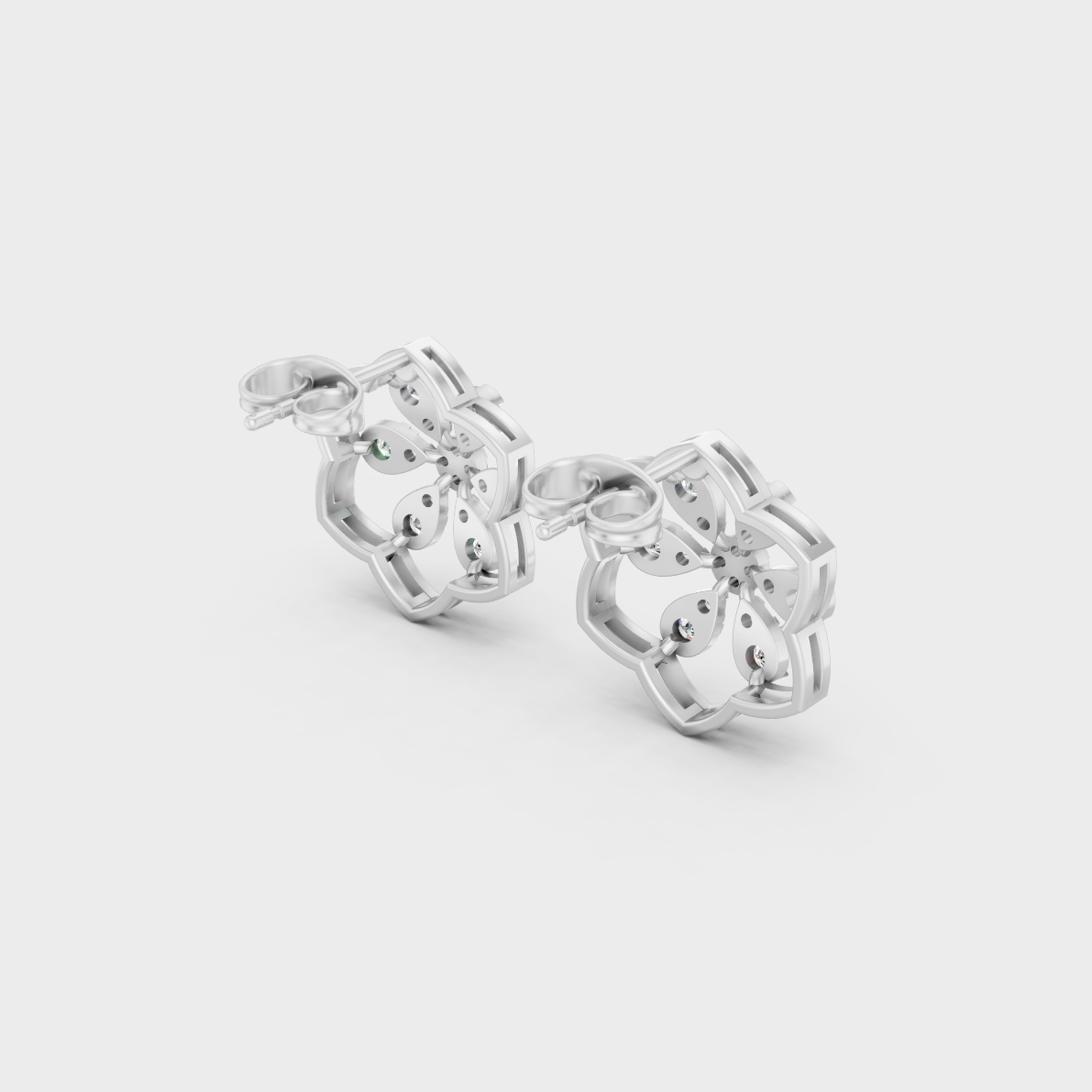 Hallmarked 14K White Gold Stud Earrings With 0.70 Carat Total Weight Lab Diamonds
