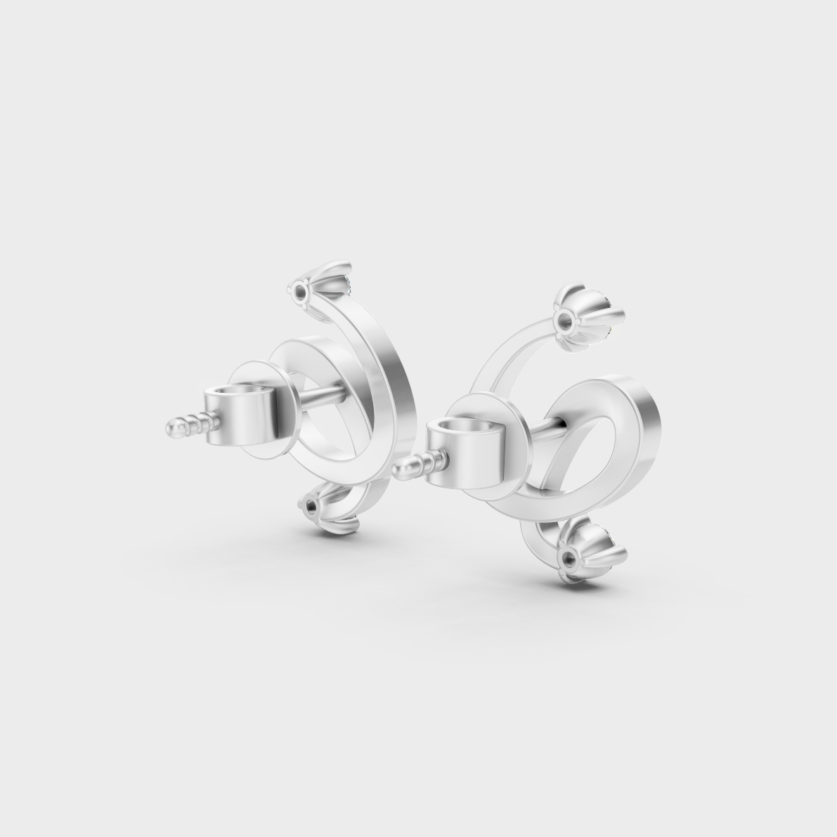 Hallmarked 14K White Gold Stud Earrings With 0.08 Carat Total Weight Lab Diamonds
