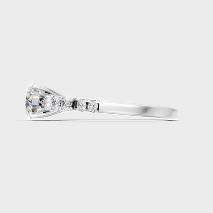 White Gold Round-Cut Lab Diamond Halo Ring With Elegant Twisted Band Design