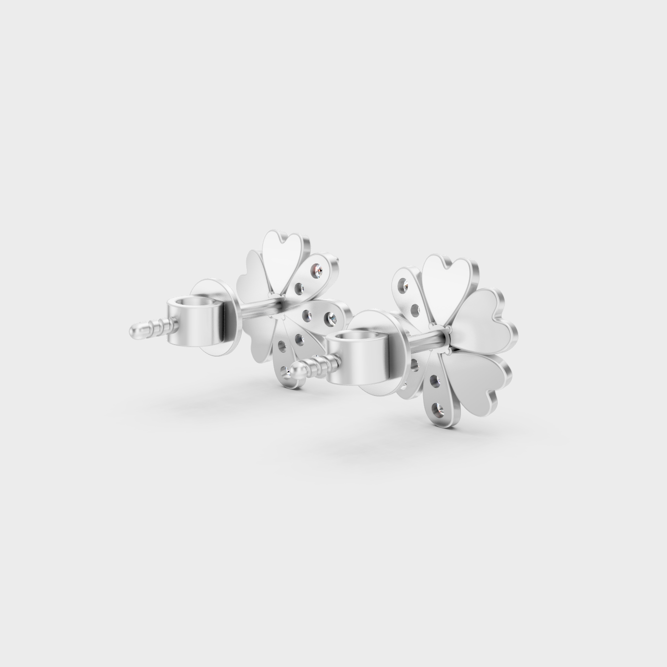 Hallmarked 14K White Gold Stud Earrings With 0.34 Carat Total Weight Lab Diamonds