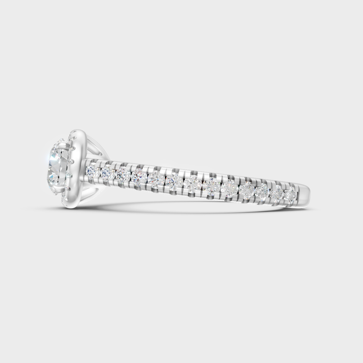 White Gold Round-Shaped Lab-Grown Diamond Halo Ring With Hallmark Quality