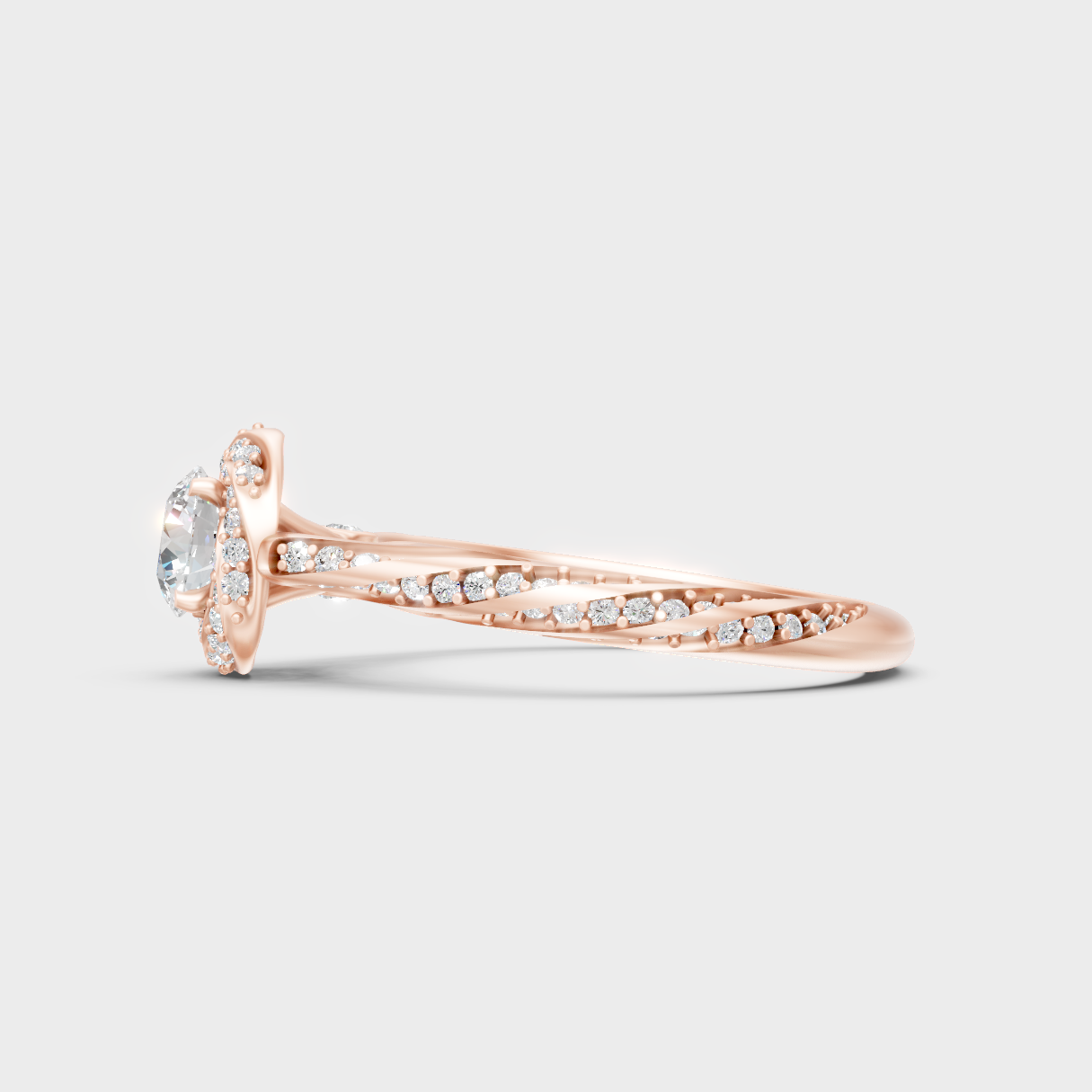 Modern 9K Rose Gold Twist Engagement Ring With Brilliant Sustainable Lab-Grown Diamonds