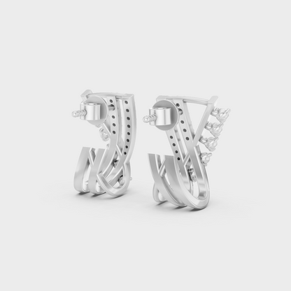 Hallmarked 14K White Gold Stud Earrings With 0.38 Carat Total Weight Lab Diamonds